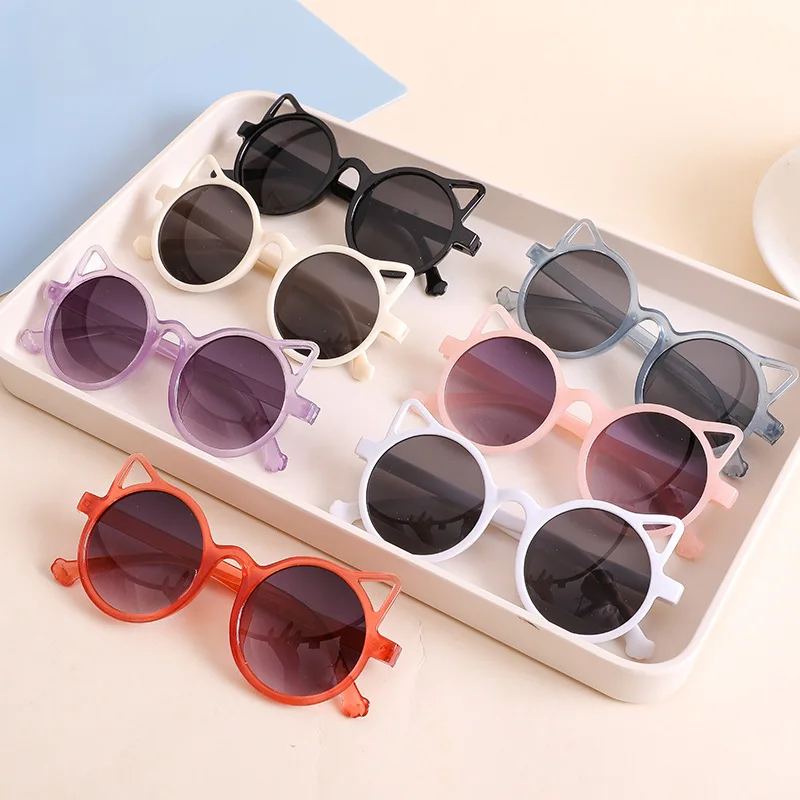 Summer Girl Boys Cute Cat Sunglasses Animal Cartoon Outdoor Children Lovely Kids Beach Protection Fashion Sunglasses retro classic pilot kids sunglasses boys girls sunglass steampunk eyewear vintage children eyeglasses eye protection oculos uv