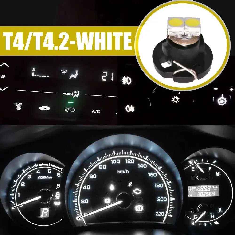 

10x Auto Car Interior Light Dashboard A/C Climate Control Bulbs Panel Wedge Indicator Lights Cluster Gauges Lamp 12V DC T4.2 T4