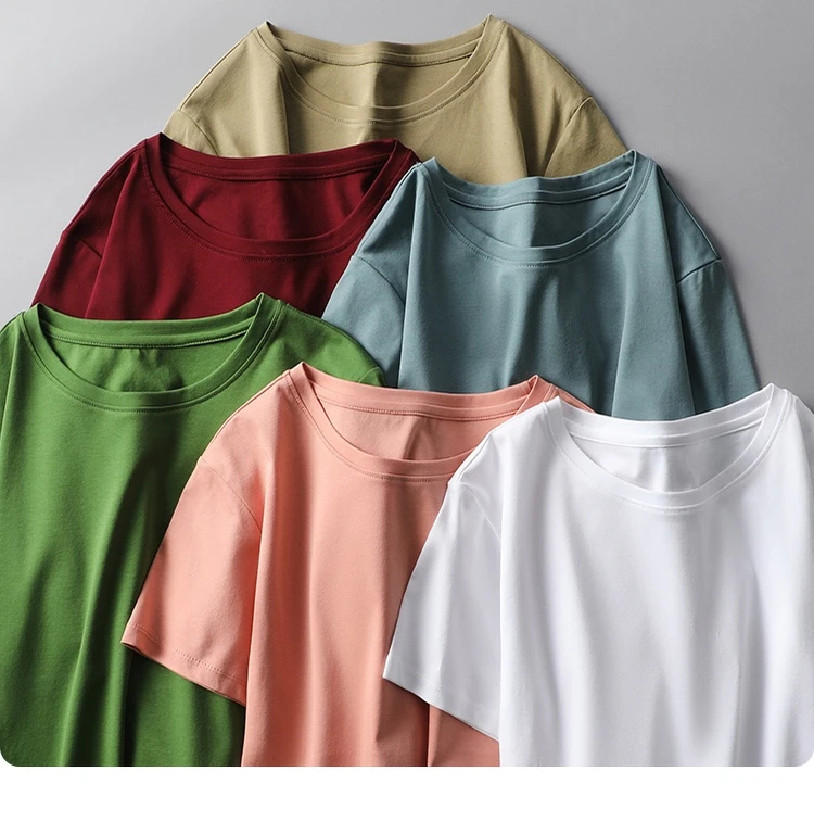 Ice Sensitive Silk Cotton V-neck Short Sleeved T-shirt for Women's Solid Round Neck Basic Commuting Elastic Oversized Top