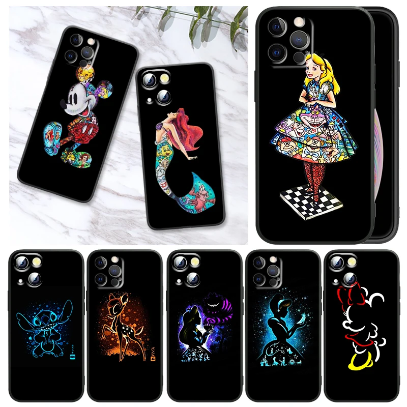 Disney Princess Marvel For Apple iPhone 13 12 Mini 11 XS Pro Max X XR 8 7 6 Plus SE 2020 5 Black Soft TPU Phone Case Funda Capa | Мобильные