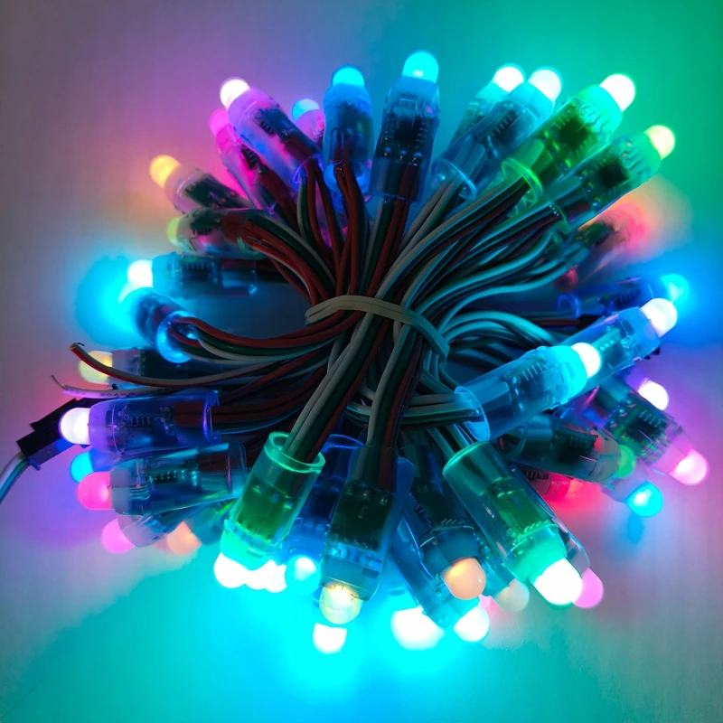100pcs/lot 12mm LED Pixesl Light Module DC5V WS2811 Full Color IP68 waterproof 2811 IC RGB Digital Led christmas Lights String
