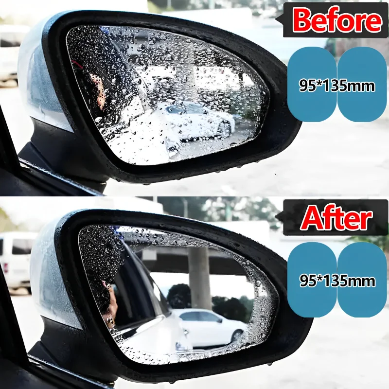 

2Pcs Car RearView Mirror Rainproof Film Waterproof Anti-Fog Sticker Window Glass Clear Protective Film Safe Driving Stickers
