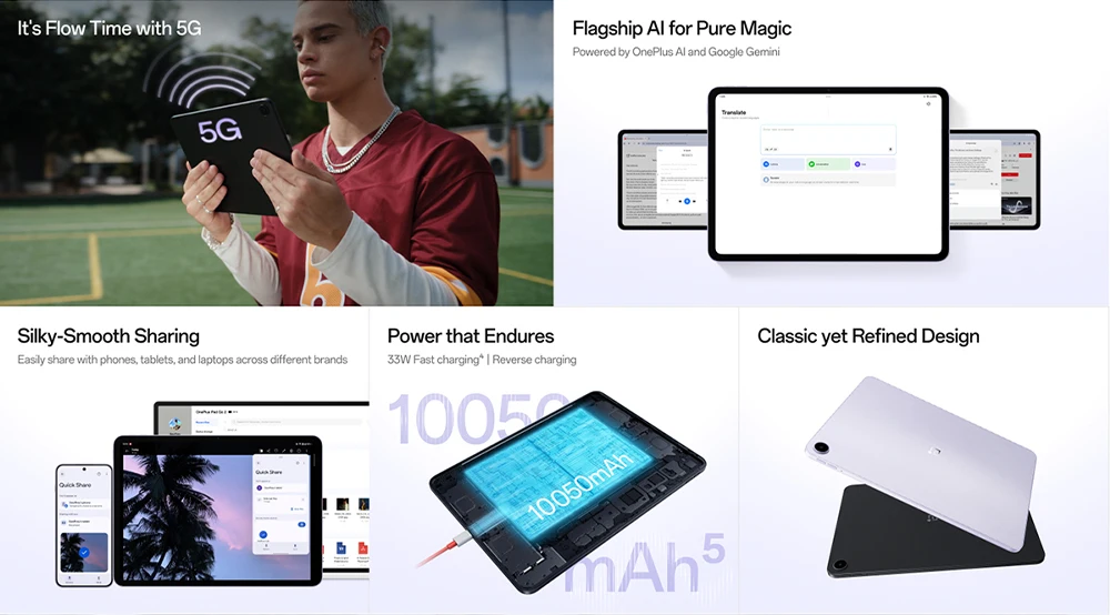 Global Version Tablet OnePlus Pad GO 2 8+128GB WiFi,8+256 5G,12.1 inches 2.8k Display,10,050mAh 33W,OxygenOS 16,Wi-Fi 6,Bluetoot