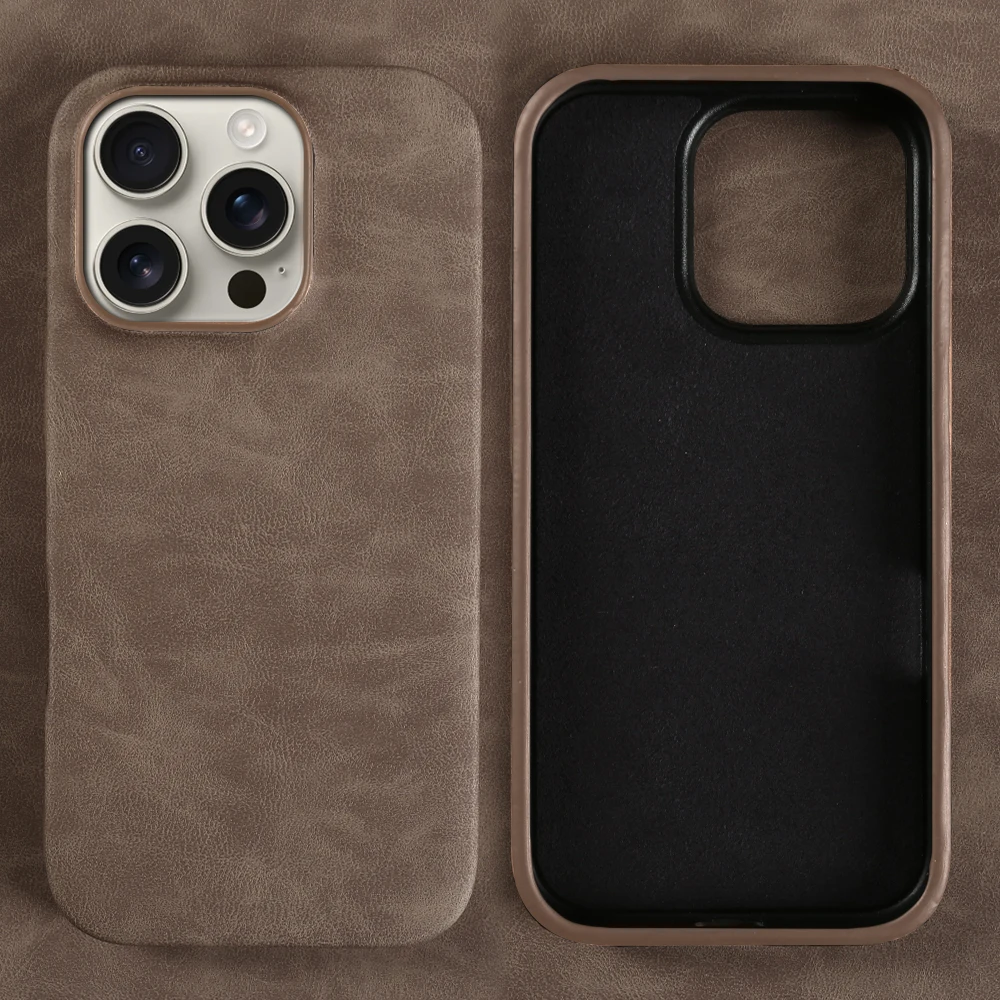 Luxurious Leather Phone Case - Skin Feel, Shockproof, Solid Color Back Cover
