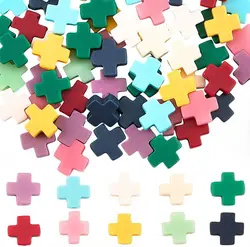 Box of 100 Colorful Square Coral Stone Cross Beads - Vibrant Easter Collection (AECH02 - 21910)