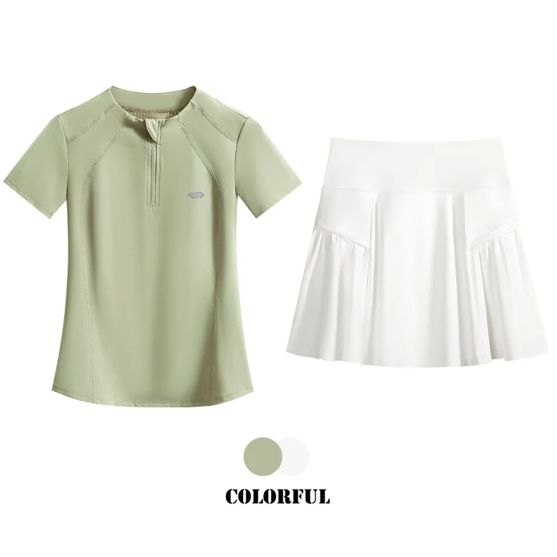 รูปสินค้า ชุดกีฬาผู้หญิง 2 ชิ้น กระโปรงเทนนิส Skort ฤดูร้อน 2025