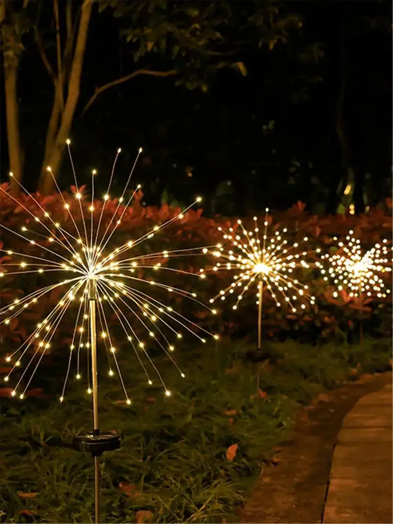 1pc solar firework lights landscape path lights outdoor inserted walkway ground garden lamp waterproof with remote outdoor garden yard pathways decor outdoor party supplies holiday accessory holiday ornaments decorations details 6