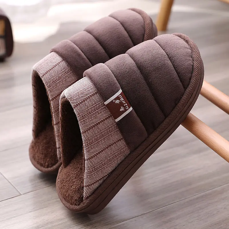 

Wnfsy Winter Men Thick-soled Cotton Slippers Home Furnishing Indoor Slippers Winter Non-slip Platform Shoes Warm Furry Slippers