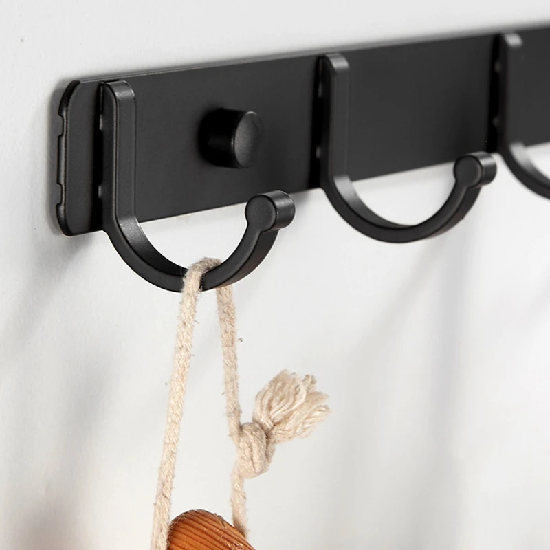 Space Aluminum Black Hook Bathroom Towel Hook Living Room Door Back Clothes Simple Black Storage To Save Space