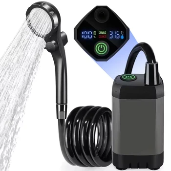 Doccia portatile per campeggio Doccia da campeggio ricaricabile da 6000 mAh con soffione doccia Pompa per doccia elettrica con display a LED intelligente 1