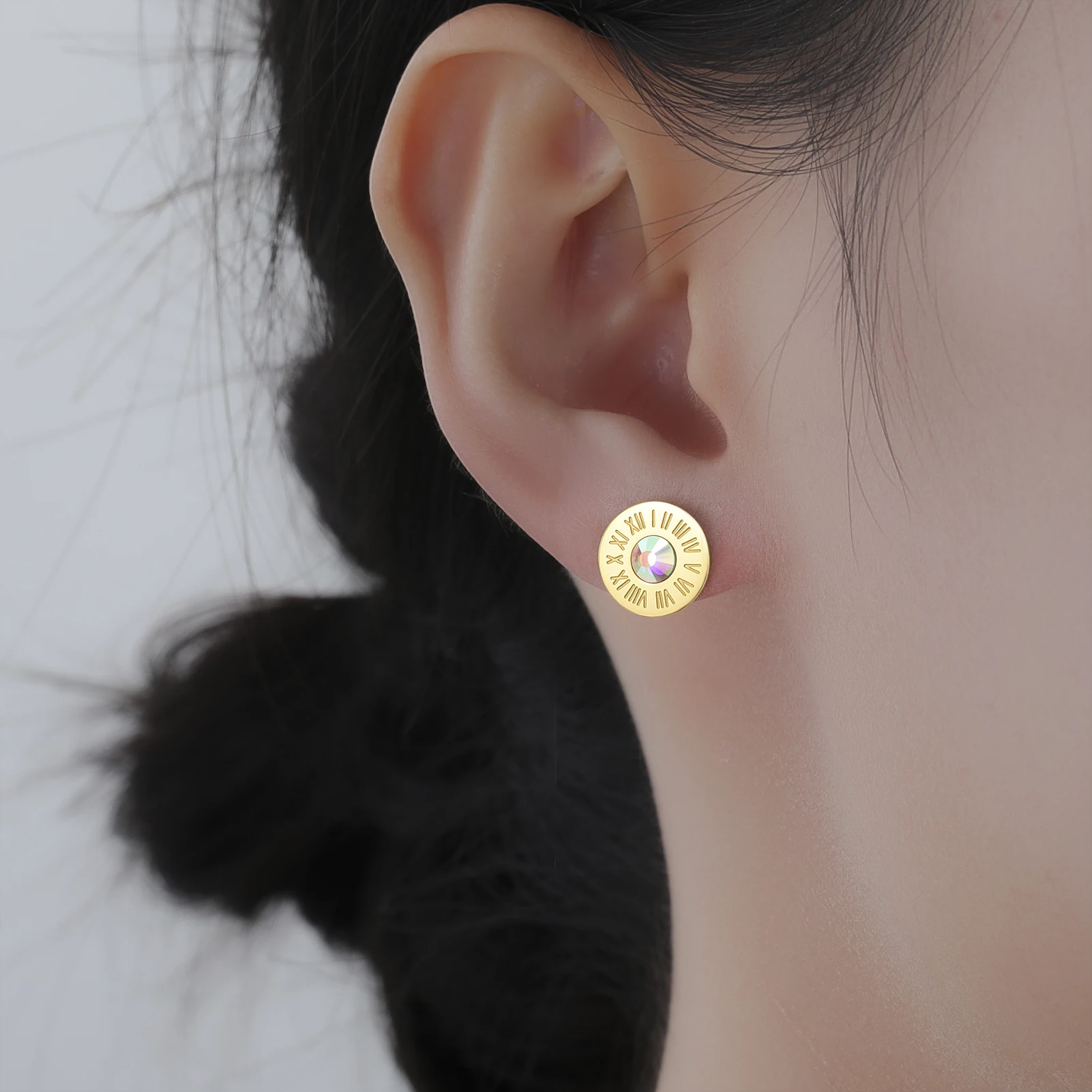 맞춤형 독점 이름 귀걸이 금 은 로마 숫자 시계 뒷면 맞춤 정보 다양한 행사 여성용 주얼리