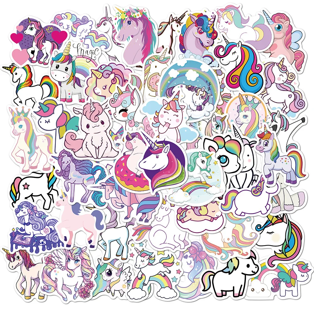 

10/30/50PCS Cartoon Cute Rainbow Unicorn Sticker Aesthetic Waterproof Stickers Decoration Sketchbook Scrapbook Diy Album