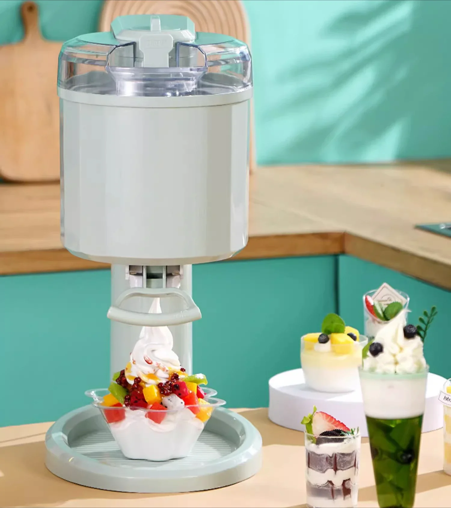 Homemade small fully automatic ice cream machine desktop homemade ice cream cone machine