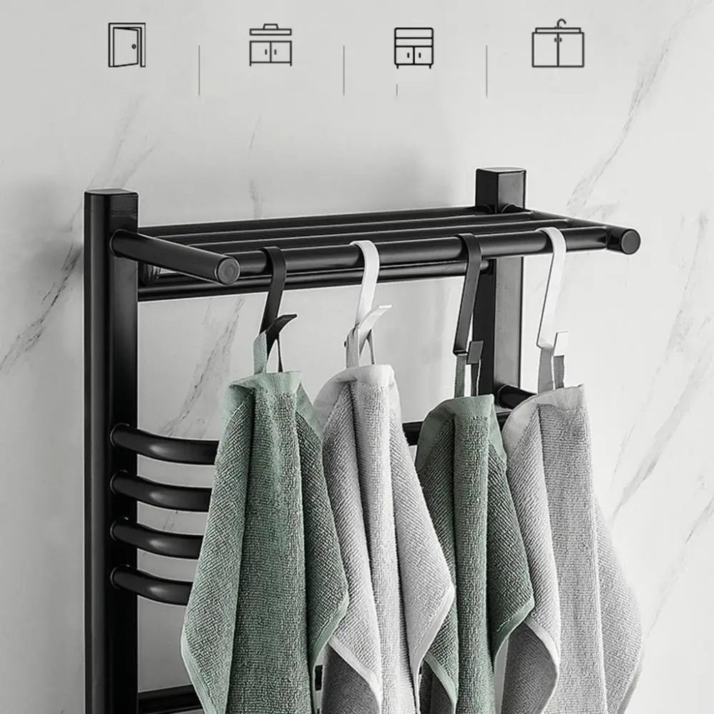 

Small Practical Creative Aluminium Alloy Multifunctional Punching-free Radiator Hanger Pothooks Bathroom Organizer Wall Hook