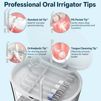 Hydropulseur électrique, irrigateur buccal, nettoyeur dentaire étanche 600 ml avec 10 niveaux et 5 embouts pour le nettoyage des dents 4