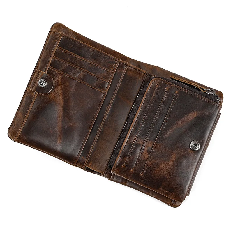 Genuine Leather Wallet with Multiple Card Slots and Coin Pocket
