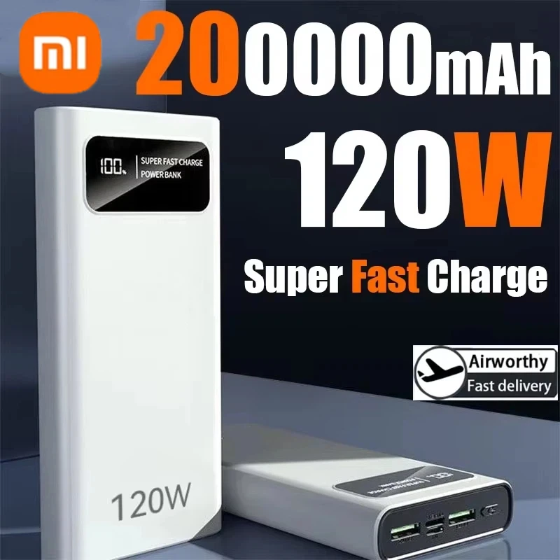 เสี่ยวมี่ 120W 200000 mAh Power Bank Super Fast Charge แบตเตอรี่ภายนอกแบบพกพาความจุขนาดใหญ่สําหรับโทรศัพท์มือถือสําหรับ Iphone Samsung 1