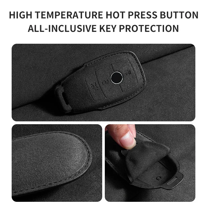 Premium Suede Leather Car Key Case - Elegant & Durable Protection