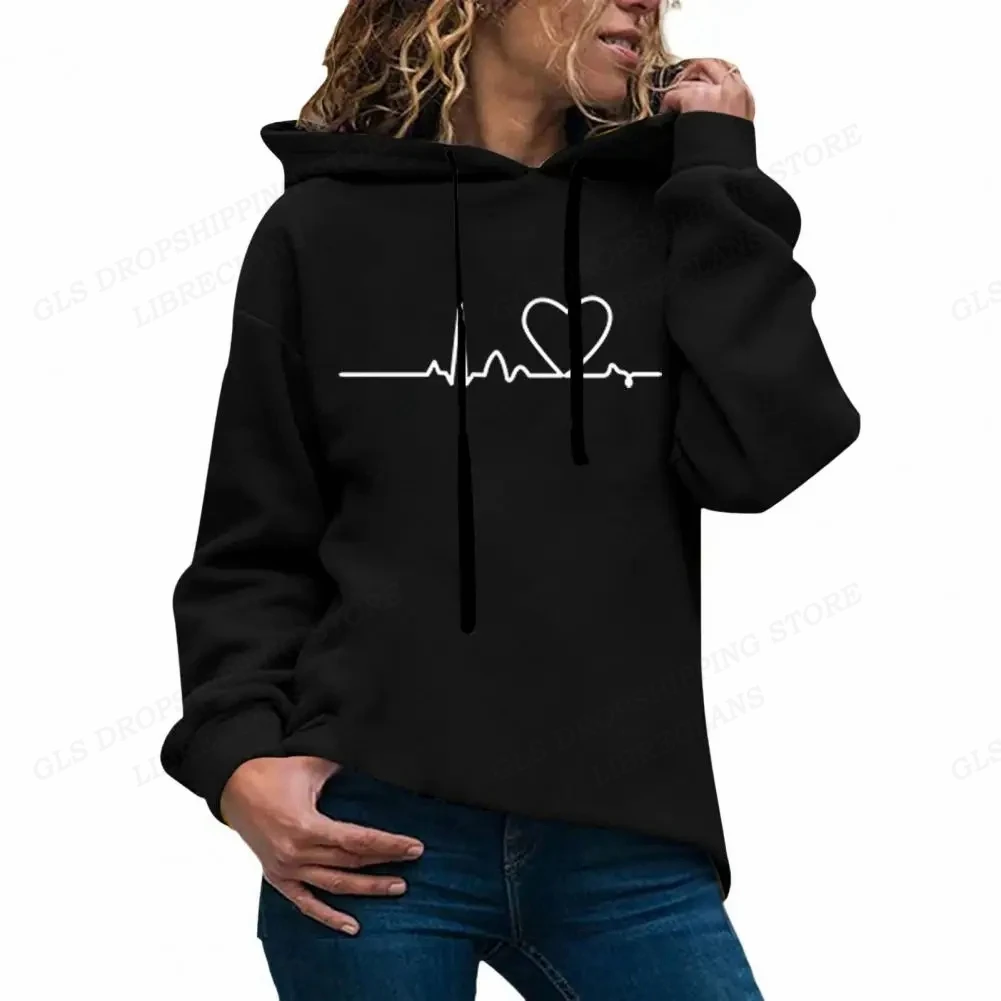 

Love Heart Print Hoodies Women Fashion Hoodie Harajuku Oversized Sweats Girl Coats Hoodies Sweatshirts Women's Clothing Sudadera