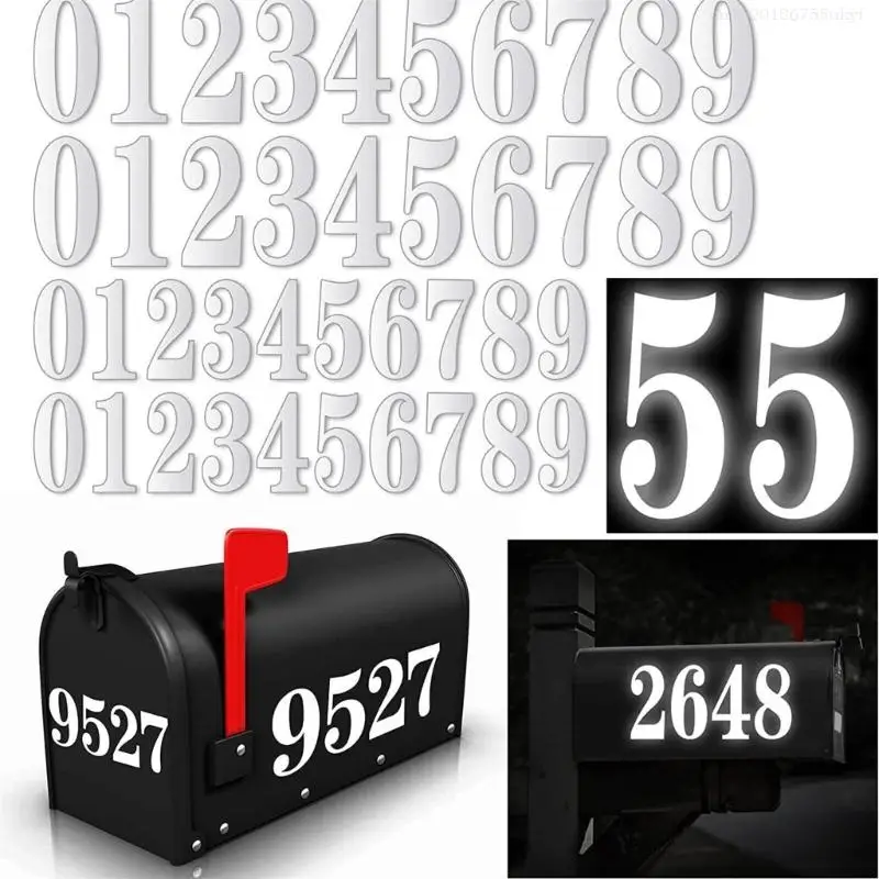 Easy Apply Reflective Number Stickers Easy Apply Reflective Number Stickers Charm for Mailbox and Door Identification