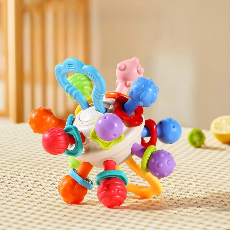 Baby Toy Manhattan Round Ball Soft Silicone Hand Grab Ball Rattle Infantil Chewable Teether Toy for Infant 0-12months Montessori