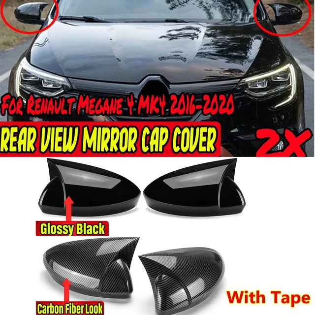Pair Side Wing Mirror Cover For Renault Megane 4 MK4 2016 2017 2018 2019  2020 Side Rear View Mirror Cap Cover Car Accessories