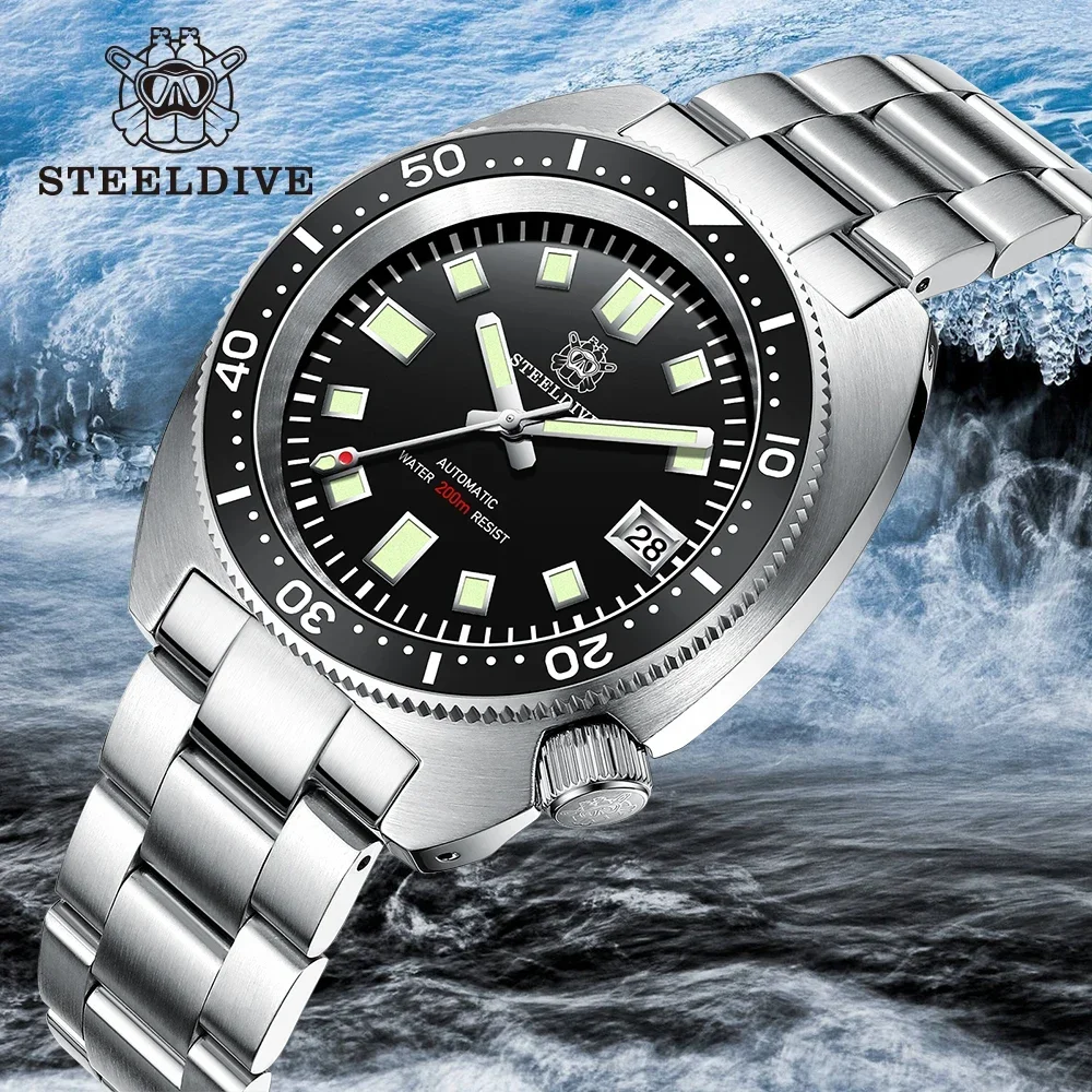 

SD1977 STEELDIVE Brand 2021 New Arrival 42MM Slim Turtle Men NH35 Dive Watch with Ceramic Bezel Christmas Gift