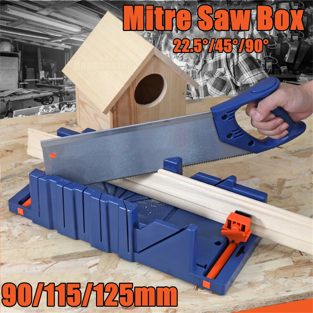 

Mitre Saw Box Inclined/45/90 Degree Cutting Blue ABS Plastic Clip For Architectural Working Woodworking Hand Tool Accessories