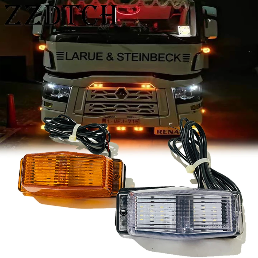 2 PCS LED AMBER DOUBLE BURNER / POLE MARKER LIGHT LAMP RETRO SCANIA TRUCK LORRY