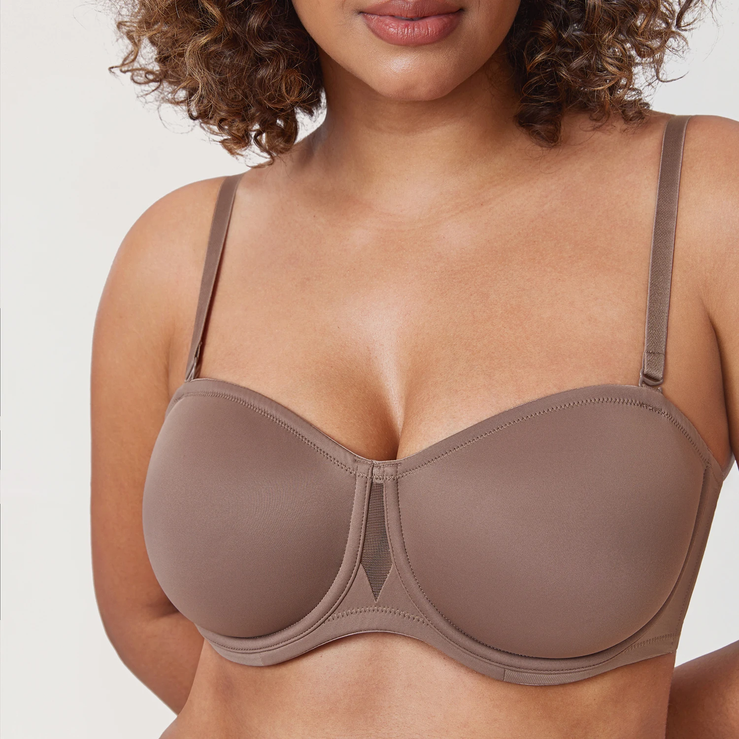 DELIMIRA Women's Seamless Strapless Bra Silicone Plus Size Underwire Non Padded Convertible Bralette
