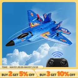 F22 Raptor RC Plane 2.4G 2CH Remote Control Flying Glider With LED Lights EPP Foam Airplane Toys For Children Gifts