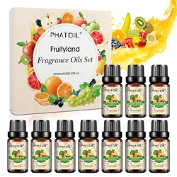 PHATOIL Fruity Fragrance Oil Collection - Cherry, Apple, Strawberry, Mango, Coconut Aromas for Aromatherapy Diffusers (10PCS 02)