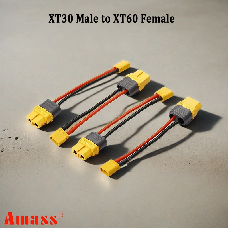 4PCS AMASS XT30 Stecker auf XT60 Buchse Stecker Adapter mit 100mm 16AWG Silikon Draht für RC Lipo batterie RC Drone Auto Boot – Detail 1
