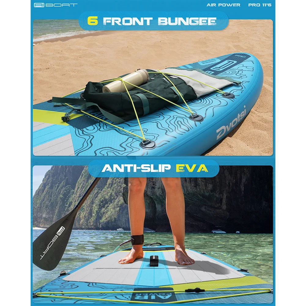 AIBOAT Blue SUP Waterproof Inflatable Paddle Board 11'6''x35''x6'' Adult Standing Style Aquatic Fishing With Accessories SUB 3