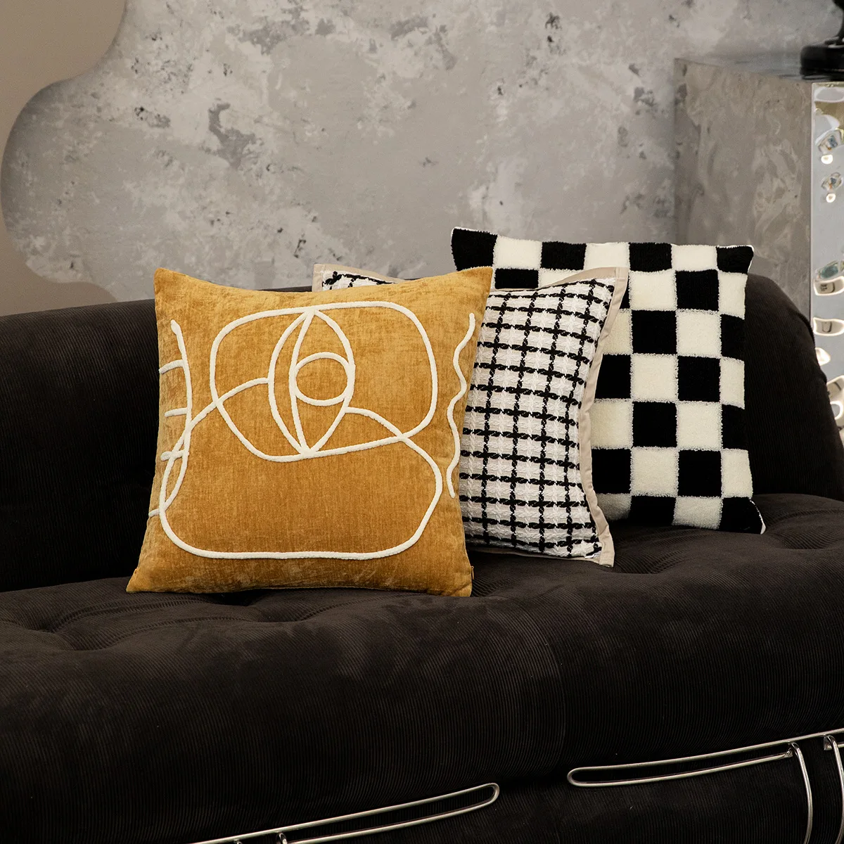 solid color linen pillow sofa cushion pillow covers the back office car cushion pillow can be customized Nordic ins pillow sets wholesale sofa head cushion back light luxury embroidered tatami window pillow  pillow covers decorative