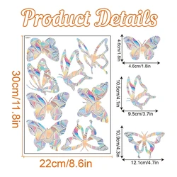 Colorful Prism Glass Window Decals - Cat and Butterfly Designs for Home and Kids' Room Decor (Butterfly)