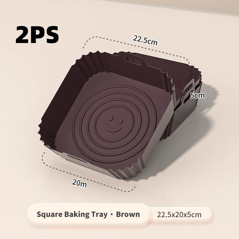 2-Piece Square Silicone Air Fryer Liners - 8-Inch Reusable Non-Stick Cooking Mats
