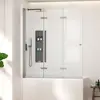 51" Tri-Fold Bathtub Shower Door Tempered Glass Framedless Design Waterproof Seal Installation Ease 2
