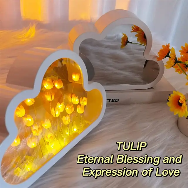 INS DIY-Veilleuse LED Tulipe Nuage, Ornements Créatifs, Cadre Photo, Miroir,  Lampes de Table, Décoration de Bureau, Cadeau d'Anniversaire pour Bol -  AliExpress