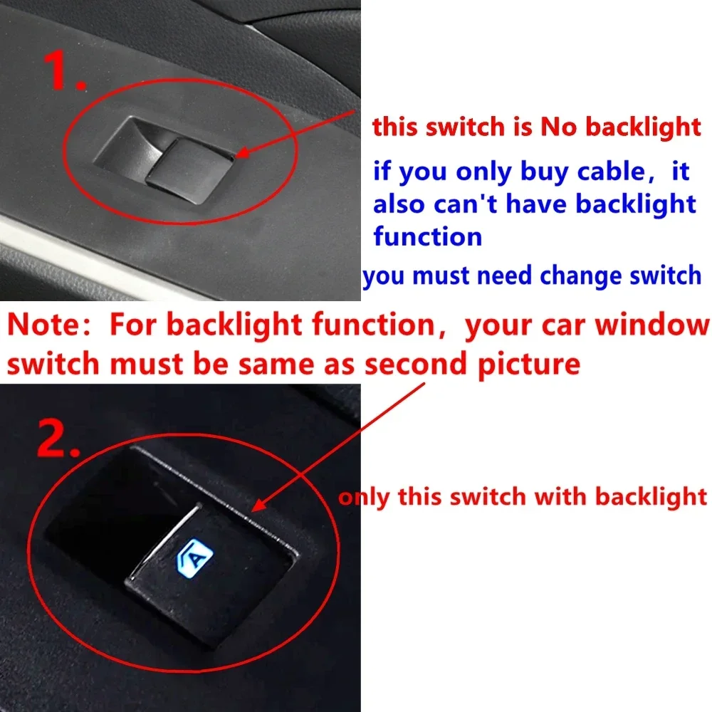 도요타 RAV4 RAV 4 코롤라 CHR 아발론 레빈 LED 전원, 케이블 백라이트 포함, 자동 단일 창 스위치