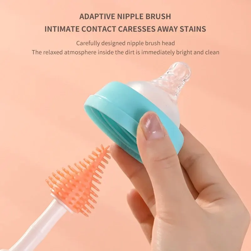 Set di 4 spazzole per biberon multifunzionali, set di pulizia e conservazione per biberon, set di pulizia a 360° senza angoli morti con base di scarico_voghion.com