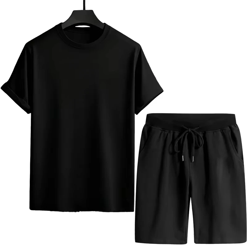 Completo Sportivo da Uomo: T-shirt e Pantaloncini, Moda Urbana Casual, Outfit Estivo a Maniche Corte, Set Comodo per Casa e Attività all'Aperto