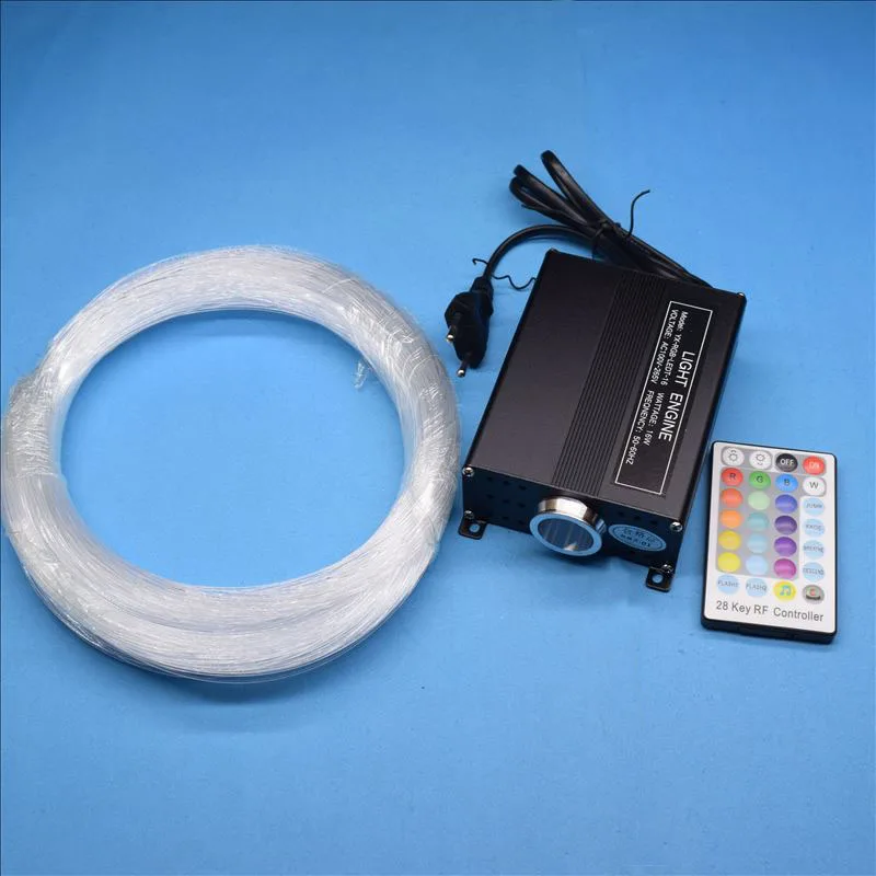 220V 16W RGB LED Fiber Optic Light Kit with Sparkle Flash Point PMMA Fiber Optic Cable for Decorate Lighting