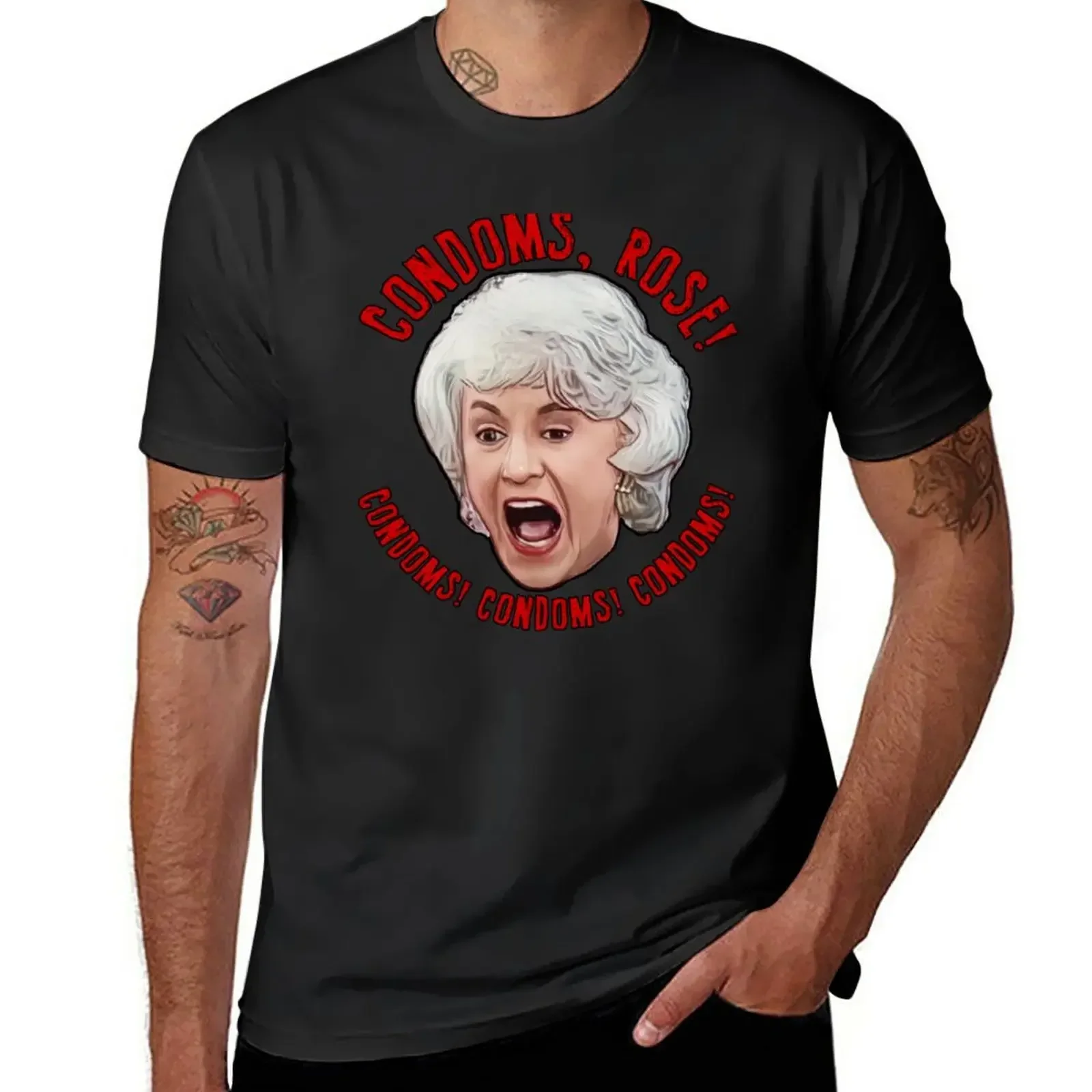 

Golden Girls- Condoms, Rose! T-Shirt quick drying plus sizes anime clothes plain white t shirts men