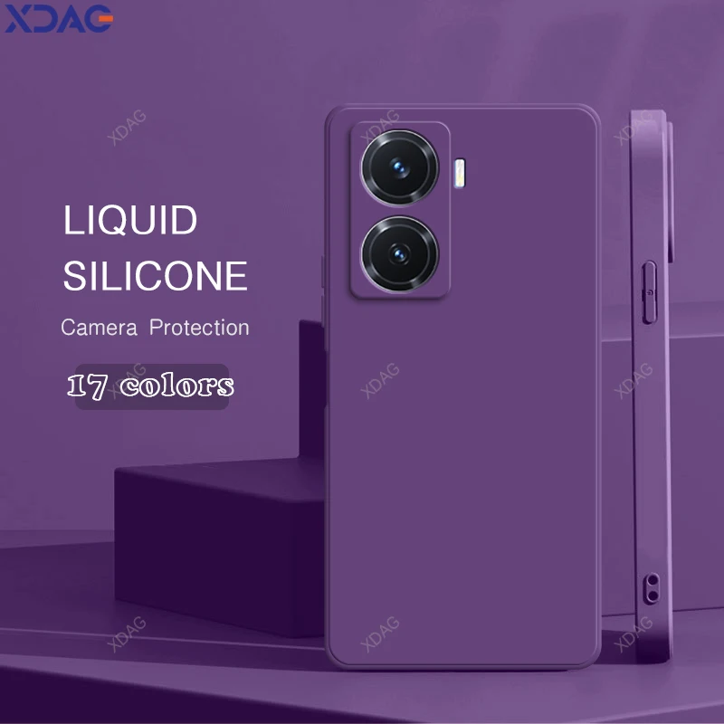Dual Layer Internal Flocking Phone Case for VIVO Y77 5G V2219A China Liquid Silicone Soft Luxury Back Cover Fundas Coque Housing