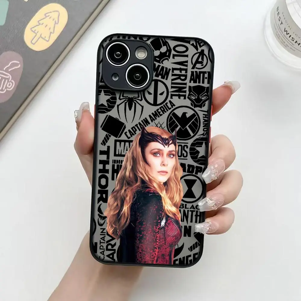 thumbnail image 1 of Funda de teléfono Marvel Scarlet Witch Wanda para Apple iPhone 16 ProMax 14 13 12 11 16 Plus Mini 15 Pro Max, Funda trasera mate, 1 of 5