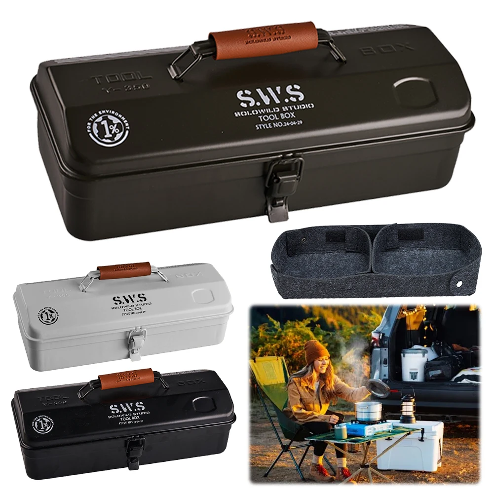 Tool Box Storage Box Tool Case Instrument Box Tool Box Organizer Tool Organizer Storage Case Camping Tool Storage Box Handle Portable Carry Anti-Slip Iron Accessories