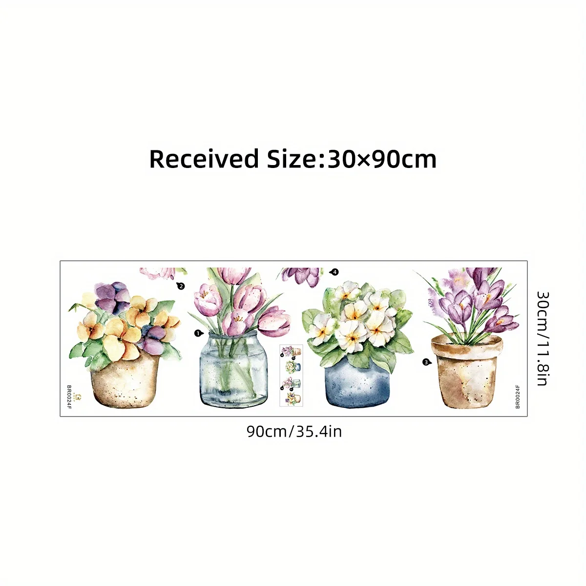 Wall Stickers Wall Sticker Home Decoration Accessories Watercolor Colorful Flower Potted Plant Wall Stickers Kids Room Decor For Bedroom Decoration Living Room Nursery Wall Decals