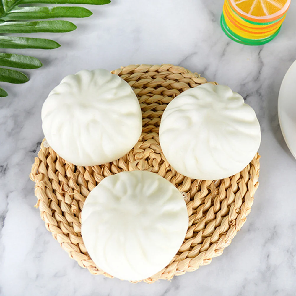 

3pcs Steamed Stuffed Bun Models Realistic Chinese Food Model Photo Props