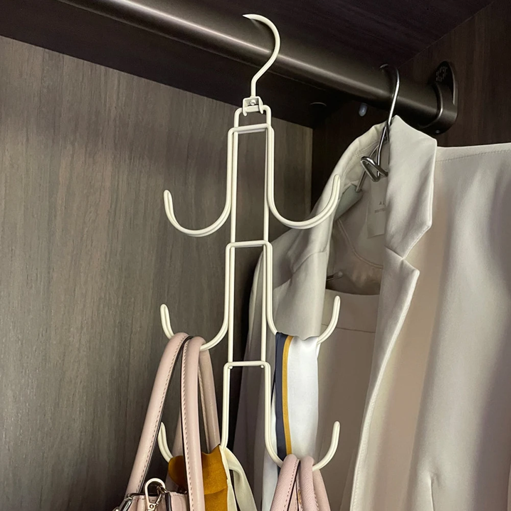 Clothes Hanger Storage Hanger Clothing Storage Metal Rotated Handbag Storage Hanger Organizer Multi-Layer Bag Ties Scarf Hanging Hook Space-Saving Clothes Hanger For Wardrobe